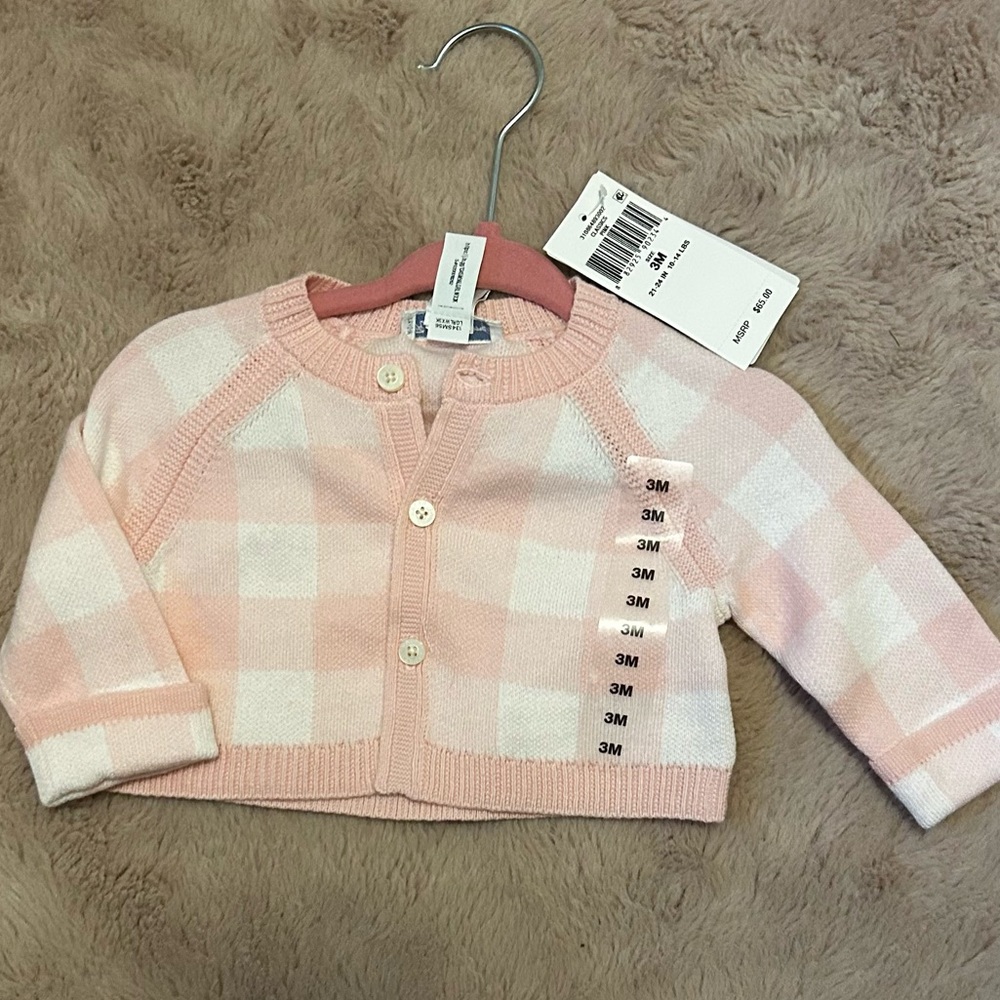 NWT Ralph Lauren pink gingham sweater size 3m